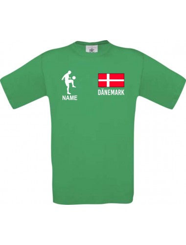 Kinder-Shirt Fussballshirt Dänemark mit Ihrem Wunschnamen bedruckt, kellygreen, 104