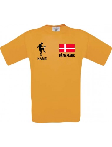 Kinder-Shirt Fussballshirt Dänemark mit Ihrem Wunschnamen bedruckt, orange, 104