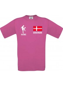 Kinder-Shirt Fussballshirt Dänemark mit Ihrem Wunschnamen bedruckt, pink, 104