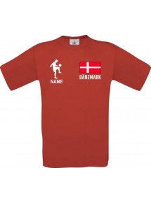 Kinder-Shirt Fussballshirt Dänemark mit Ihrem Wunschnamen bedruckt, rot, 104