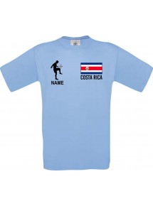 Kinder-Shirt Fussballshirt Costa Rica mit Ihrem Wunschnamen bedruckt, hellblau, 104