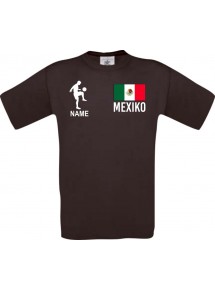 Männer-Shirt Fussballshirt Mexiko mit Ihrem Wunschnamen bedruckt, braun, L