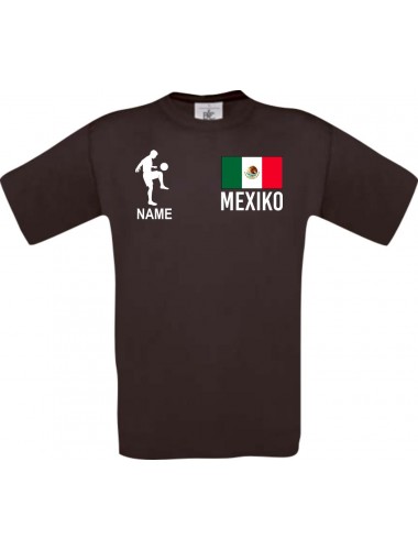 Männer-Shirt Fussballshirt Mexiko mit Ihrem Wunschnamen bedruckt, braun, L