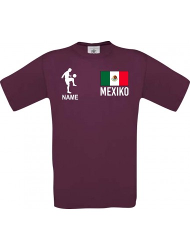 Männer-Shirt Fussballshirt Mexiko mit Ihrem Wunschnamen bedruckt, burgundy, L