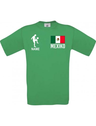 Männer-Shirt Fussballshirt Mexiko mit Ihrem Wunschnamen bedruckt, kelly, L