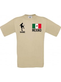 Männer-Shirt Fussballshirt Mexiko mit Ihrem Wunschnamen bedruckt, khaki, L