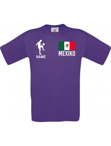Männer-Shirt Fussballshirt Mexiko mit Ihrem Wunschnamen bedruckt, lila, L
