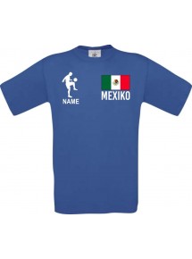 Männer-Shirt Fussballshirt Mexiko mit Ihrem Wunschnamen bedruckt, royal, L