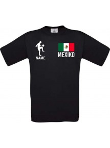 Männer-Shirt Fussballshirt Mexiko mit Ihrem Wunschnamen bedruckt, schwarz, L