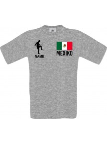 Männer-Shirt Fussballshirt Mexiko mit Ihrem Wunschnamen bedruckt, sportsgrey, L