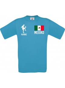Männer-Shirt Fussballshirt Mexiko mit Ihrem Wunschnamen bedruckt, türkis, L