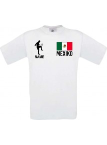 Männer-Shirt Fussballshirt Mexiko mit Ihrem Wunschnamen bedruckt, weiss, L
