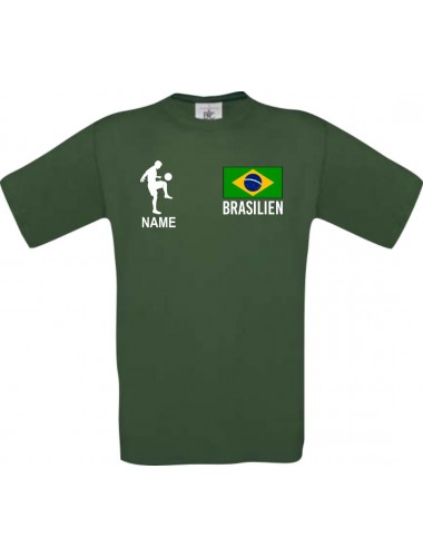 Kinder-Shirt Fussballshirt Brasilien mit Ihrem Wunschnamen bedruckt, dunkelgruen, 104