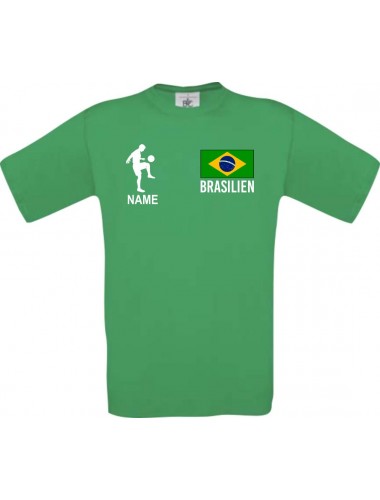 Kinder-Shirt Fussballshirt Brasilien mit Ihrem Wunschnamen bedruckt, kellygreen, 104