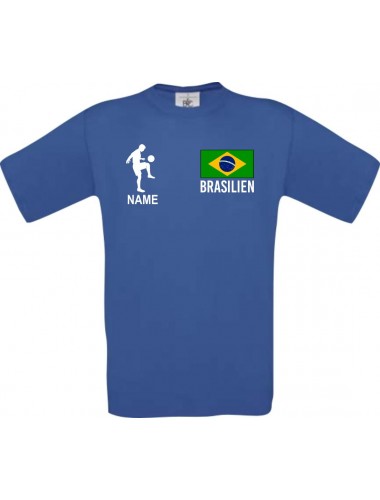Kinder-Shirt Fussballshirt Brasilien mit Ihrem Wunschnamen bedruckt, royalblau, 104