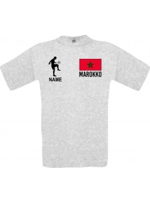 Männer-Shirt Fussballshirt Marokko mit Ihrem Wunschnamen bedruckt, ash, L