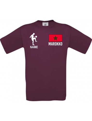 Männer-Shirt Fussballshirt Marokko mit Ihrem Wunschnamen bedruckt, burgundy, L