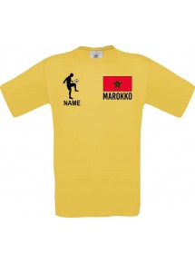 Männer-Shirt Fussballshirt Marokko mit Ihrem Wunschnamen bedruckt, gelb, L