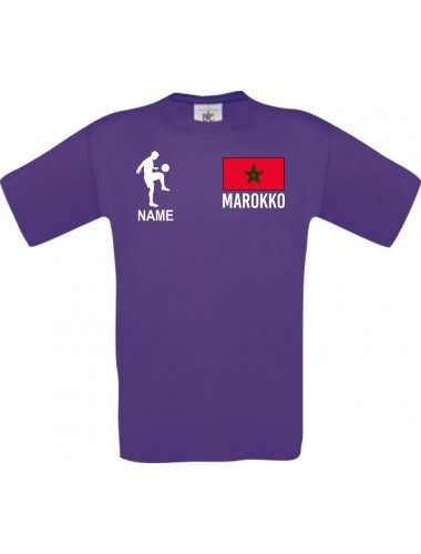 Männer-Shirt Fussballshirt Marokko mit Ihrem Wunschnamen bedruckt, lila, L