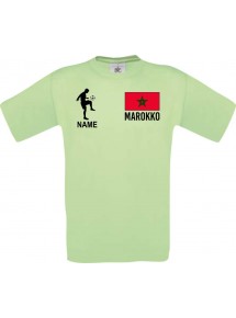 Männer-Shirt Fussballshirt Marokko mit Ihrem Wunschnamen bedruckt, mint, L