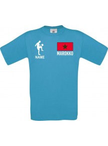 Männer-Shirt Fussballshirt Marokko mit Ihrem Wunschnamen bedruckt, türkis, L