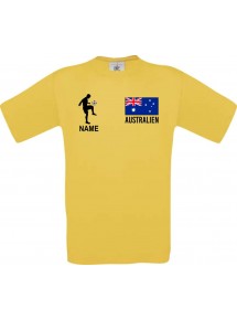 Kinder-Shirt Fussballshirt Australien mit Ihrem Wunschnamen bedruckt, gelb, 104