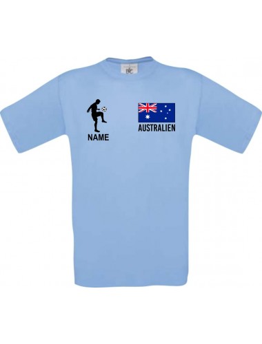 Kinder-Shirt Fussballshirt Australien mit Ihrem Wunschnamen bedruckt, hellblau, 104