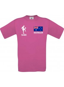 Kinder-Shirt Fussballshirt Australien mit Ihrem Wunschnamen bedruckt, pink, 104