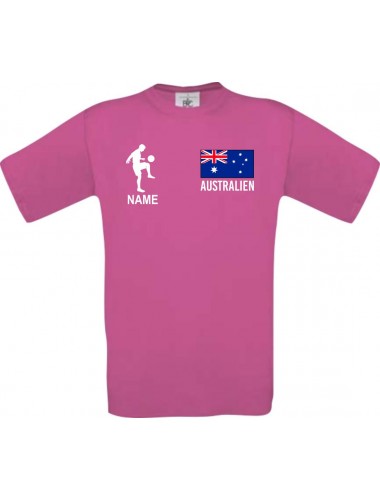 Kinder-Shirt Fussballshirt Australien mit Ihrem Wunschnamen bedruckt, pink, 104
