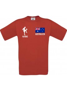 Kinder-Shirt Fussballshirt Australien mit Ihrem Wunschnamen bedruckt, rot, 104