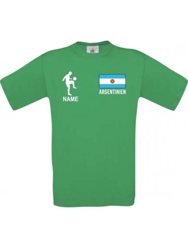 Kinder-Shirt Fussballshirt Argentinien mit Ihrem Wunschnamen bedruckt, kellygreen, 104