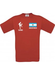 Kinder-Shirt Fussballshirt Argentinien mit Ihrem Wunschnamen bedruckt, rot, 104