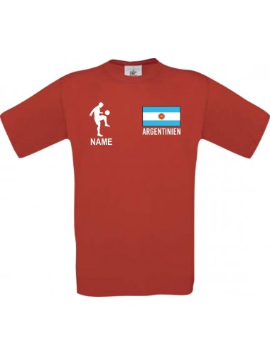 Kinder-Shirt Fussballshirt Argentinien mit Ihrem Wunschnamen bedruckt, rot, 104