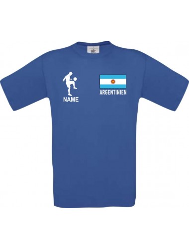 Kinder-Shirt Fussballshirt Argentinien mit Ihrem Wunschnamen bedruckt, royalblau, 104