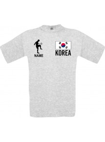 Männer-Shirt Fussballshirt Korea mit Ihrem Wunschnamen bedruckt, ash, L