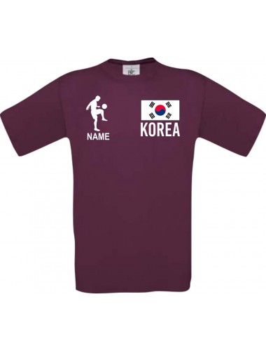 Männer-Shirt Fussballshirt Korea mit Ihrem Wunschnamen bedruckt, burgundy, L