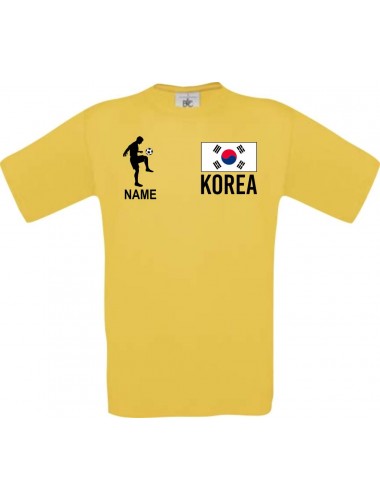 Männer-Shirt Fussballshirt Korea mit Ihrem Wunschnamen bedruckt, gelb, L