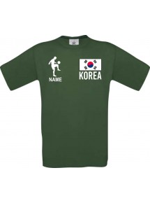 Männer-Shirt Fussballshirt Korea mit Ihrem Wunschnamen bedruckt, grün, L