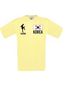 Männer-Shirt Fussballshirt Korea mit Ihrem Wunschnamen bedruckt, hellgelb, L