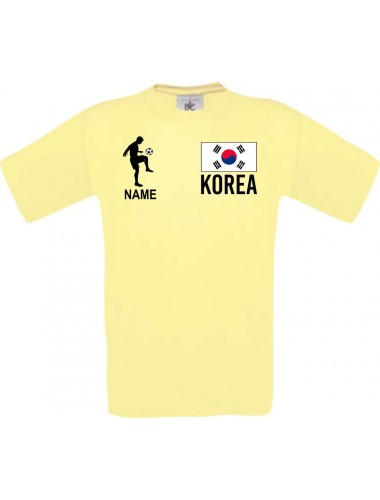 Männer-Shirt Fussballshirt Korea mit Ihrem Wunschnamen bedruckt, hellgelb, L