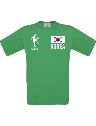 Männer-Shirt Fussballshirt Korea mit Ihrem Wunschnamen bedruckt, kelly, L