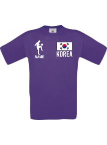 Männer-Shirt Fussballshirt Korea mit Ihrem Wunschnamen bedruckt, lila, L