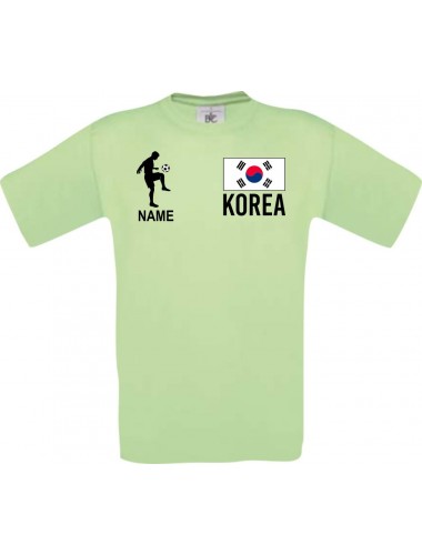 Männer-Shirt Fussballshirt Korea mit Ihrem Wunschnamen bedruckt, mint, L