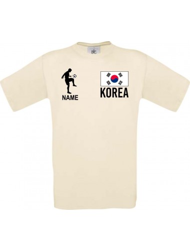 Männer-Shirt Fussballshirt Korea mit Ihrem Wunschnamen bedruckt, natur, L