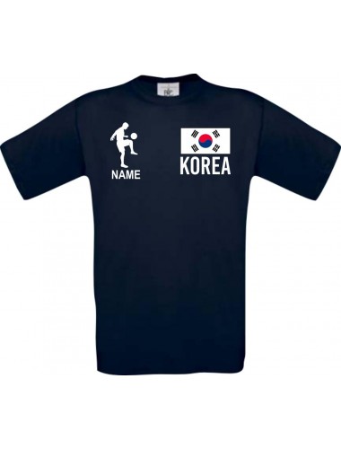 Männer-Shirt Fussballshirt Korea mit Ihrem Wunschnamen bedruckt, navy, L