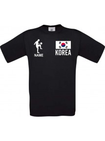 Männer-Shirt Fussballshirt Korea mit Ihrem Wunschnamen bedruckt, schwarz, L