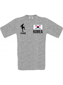 Männer-Shirt Fussballshirt Korea mit Ihrem Wunschnamen bedruckt, sportsgrey, L
