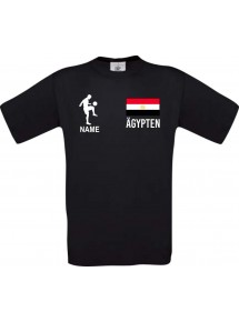 Kinder-Shirt Fussballshirt Ägypten mit Ihrem Wunschnamen bedruckt, schwarz, 104