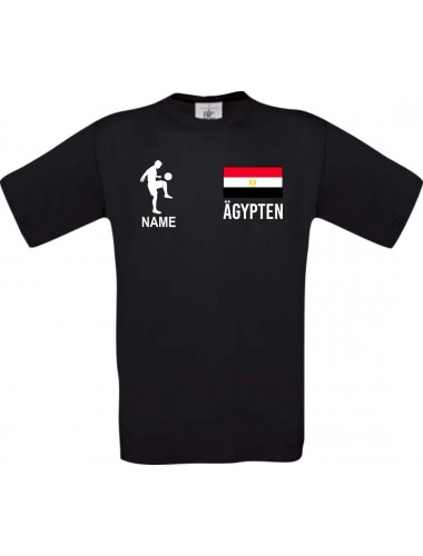 Kinder-Shirt Fussballshirt Ägypten mit Ihrem Wunschnamen bedruckt, schwarz, 104