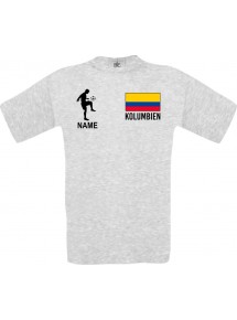 Männer-Shirt Fussballshirt Kolumbien mit Ihrem Wunschnamen bedruckt, ash, L